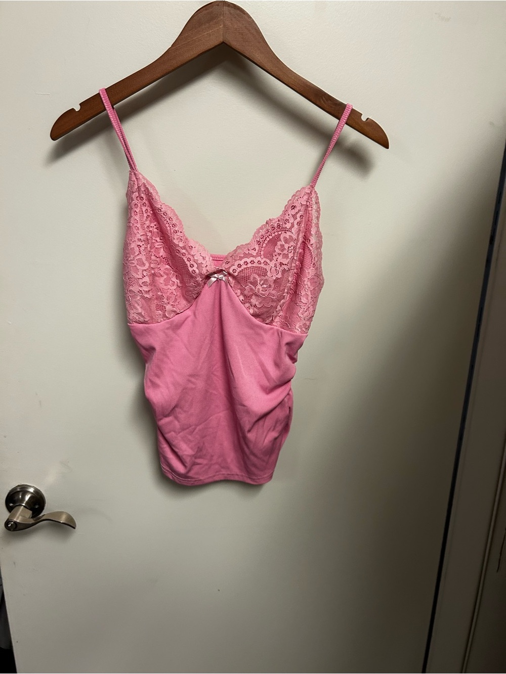 SHEIN Pink Lace Trim Cami Top